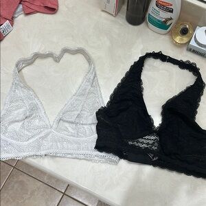 Lace Bralette Set - Black and White
